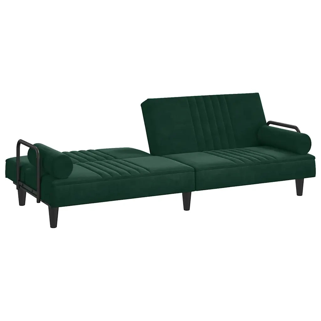 Divano letto | Sof¨¤ letto | Letto singolo con Braccioli Verde Scuro in Velluto