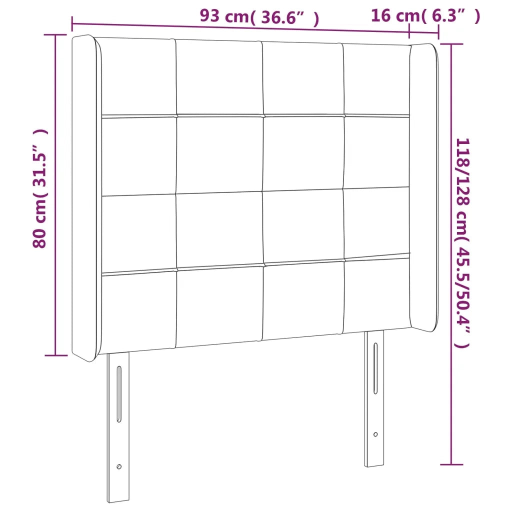 Testiera | Testata ad Orecchio Grigio Chiaro 93x16x118/128 cm in Velluto