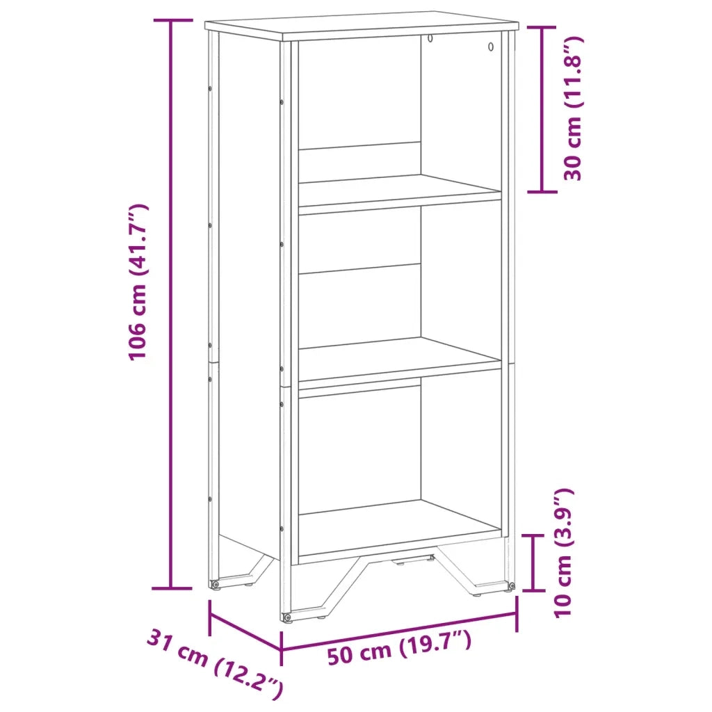 Libreria-Scaffale per Libri-Mobile di Stoccaggio Rovere Marrone 50x31x106 cm in Legno Multistrato