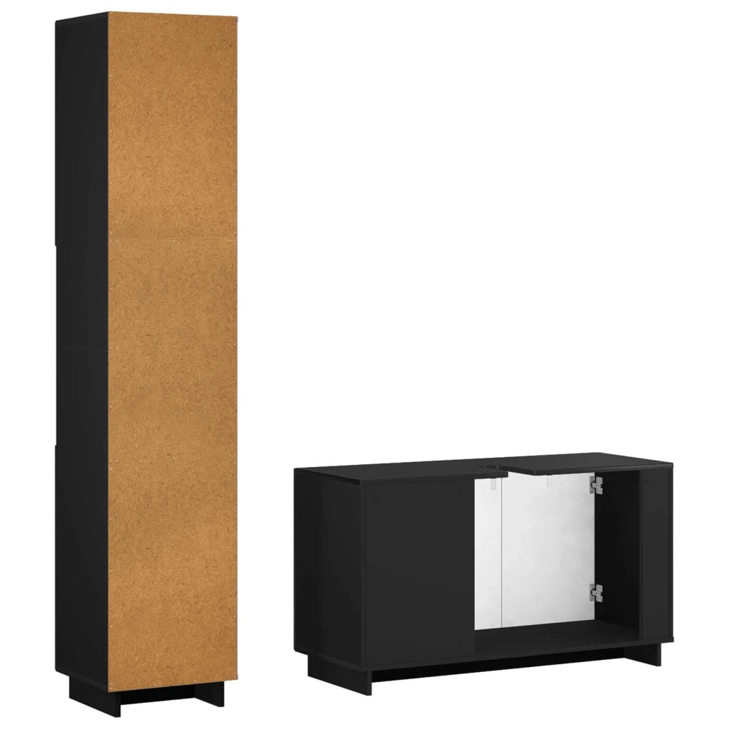 Set mobili da bagno 2 pz Nero Legno ingegnerizzato 3433092