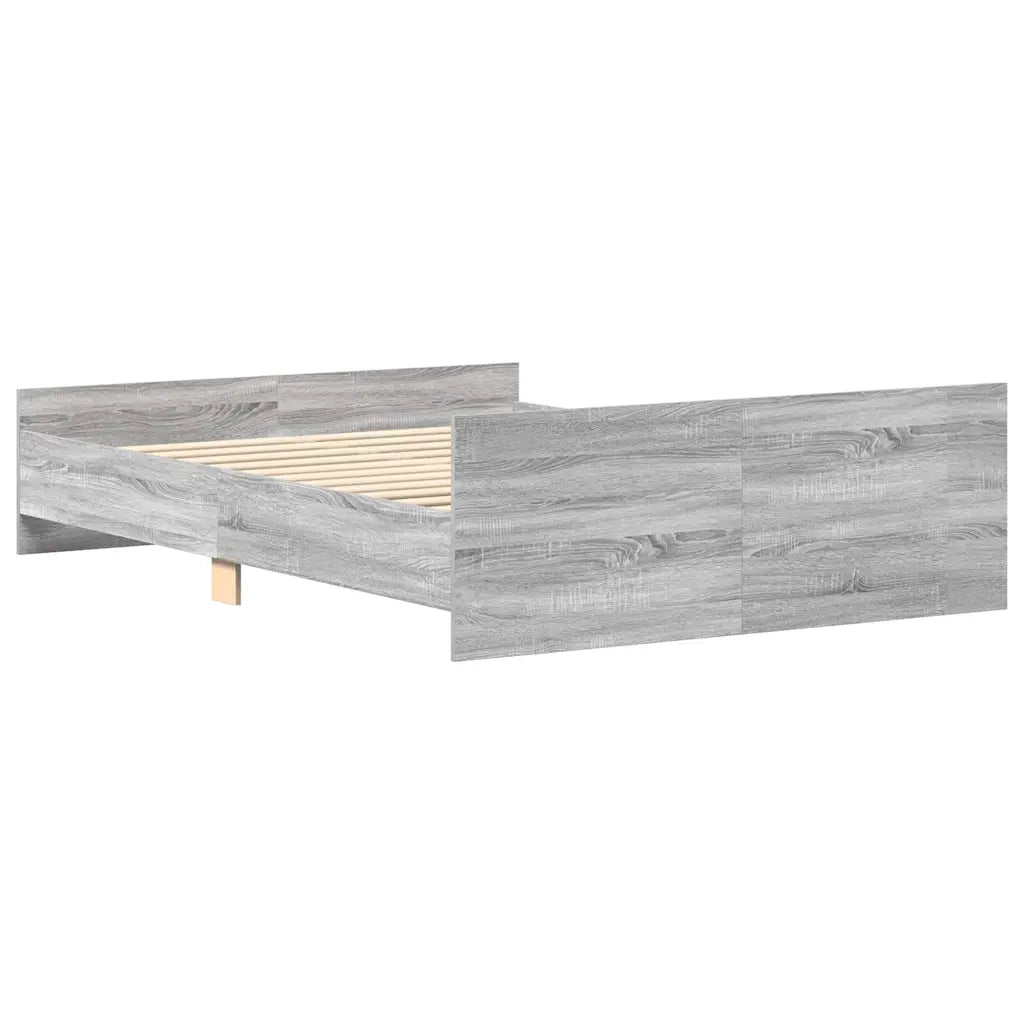 Letto matrimoniale | Letto per adulti | Giroletto con Testiera e Pediera Grigio Sonoma 135x190 cm