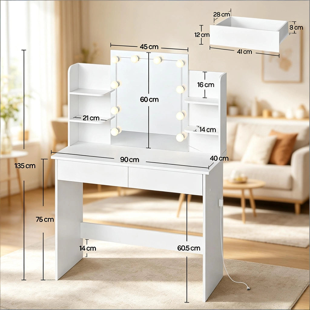 Tavolo da toeletta resistente con specchio LED; solo tavolo