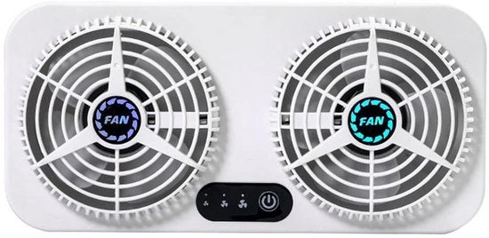 Ventilatore di scarico per finestra - Ventilazione - Efficace in termini di energia - Bianco - Pulizia dell'aria - Ventilatore di raffreddamento per auto e uso domestico - Ricaricabile tramite USB