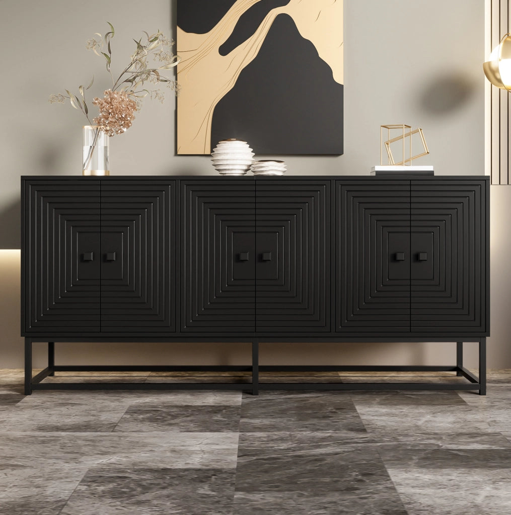 Credenza nera opaca con 3 vani a doppia anta