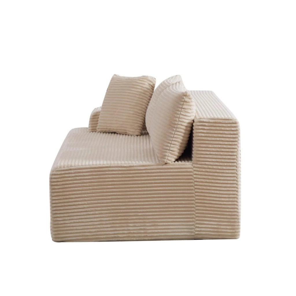 Divano compatto, divano modulare, tessuto chenille, schiuma ad alta elasticità 30D, base antiscivolo, 2 posti, beige