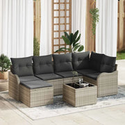 Set Divano da Giardino 7 pcs Grigio chiaro Poly Rattan