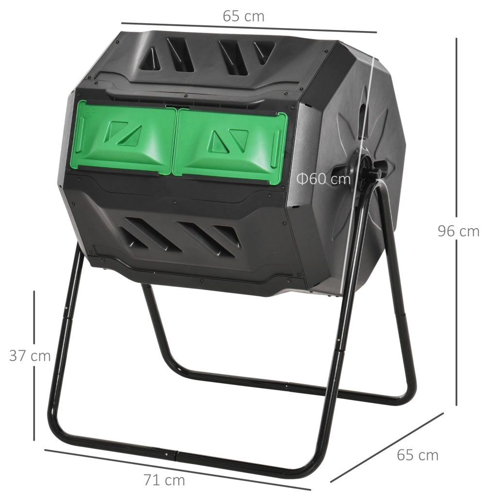COMPOSTER A 2 CAMERE ROTANTE 160 L NERO