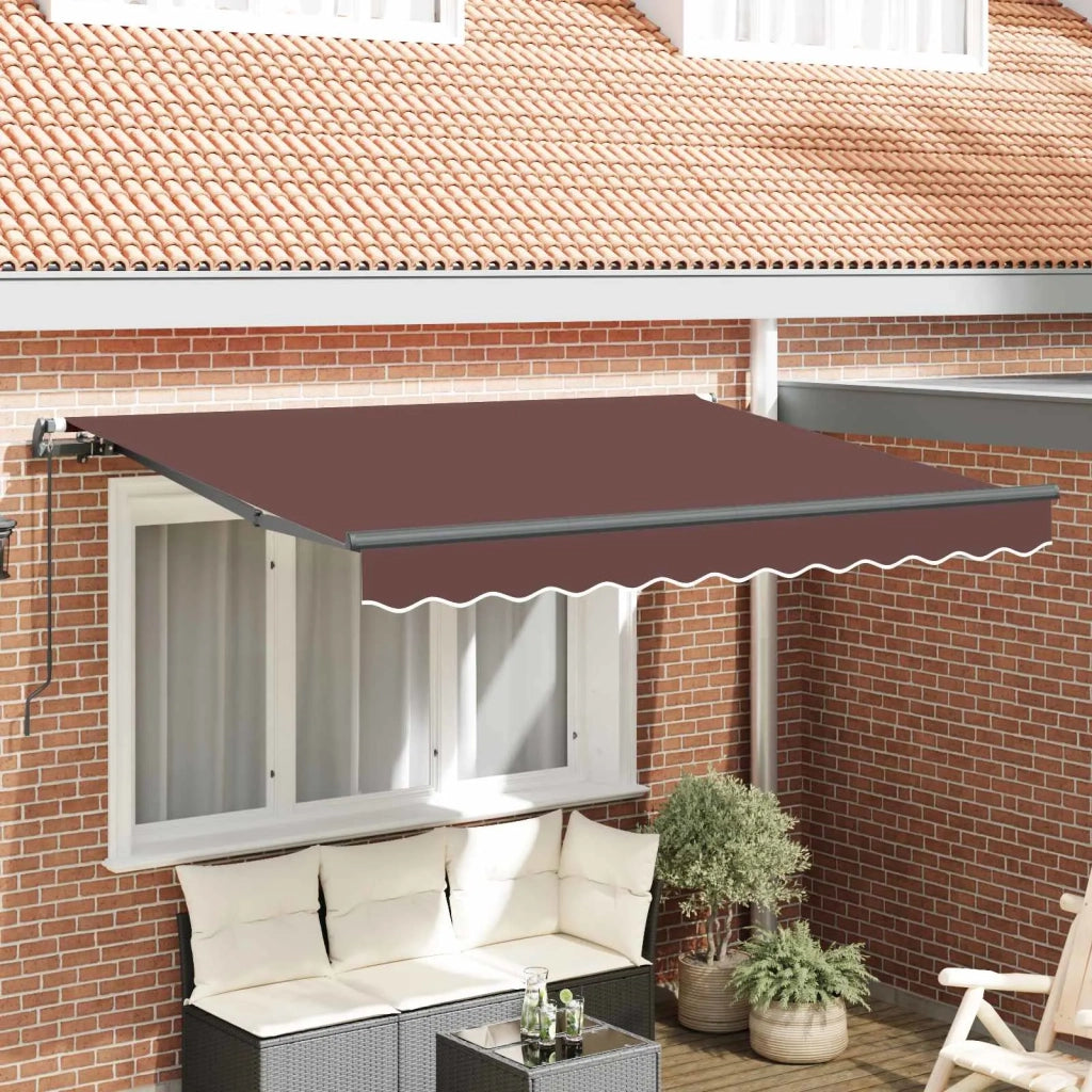Tenda retrattile-Tenda parasole per balcone Marrone 350 x 200 cm Tessuto 804298