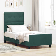 Letto singolo | Letto per adulti | Letto a molle con testiera Verde Scuro 90 x 190 cm Velluto