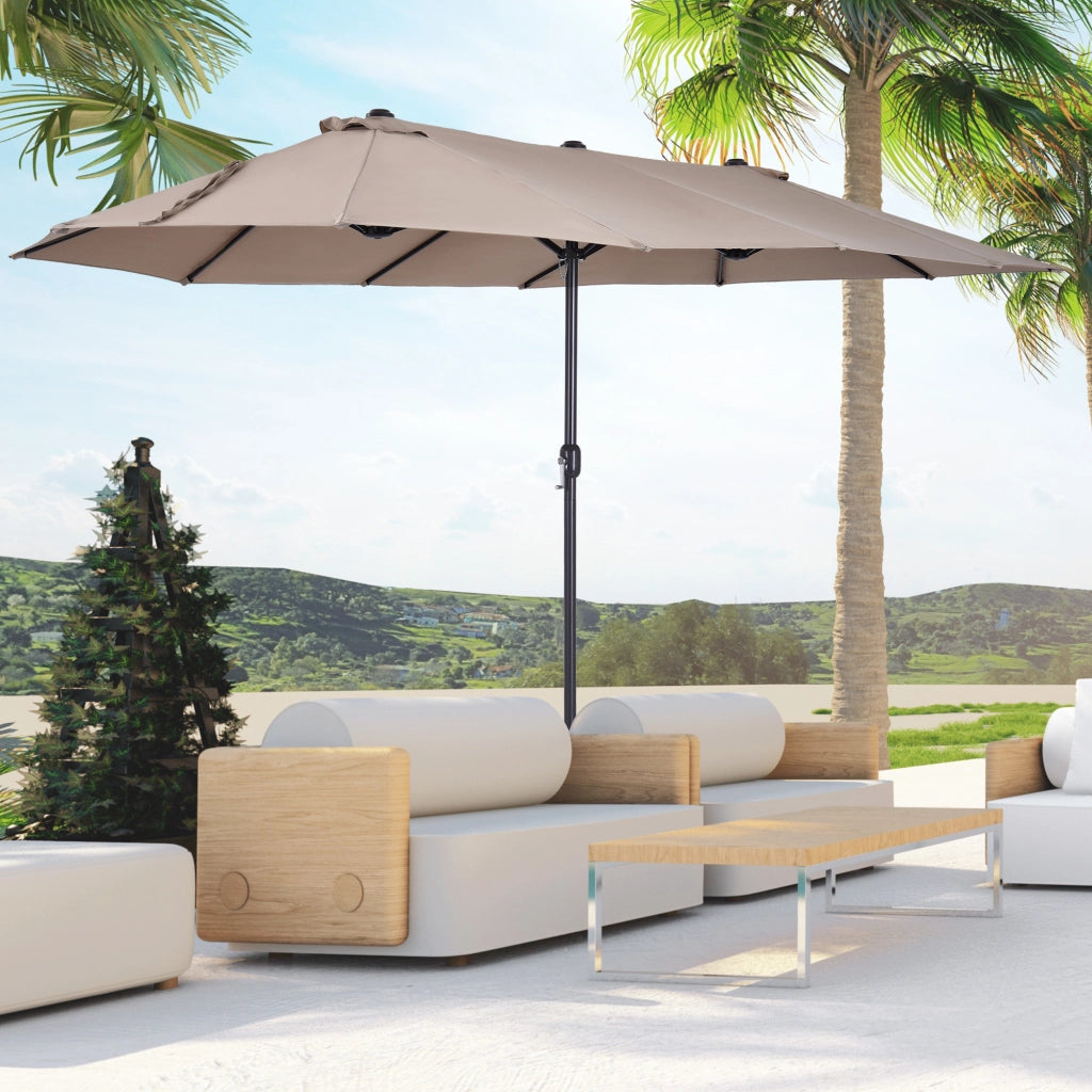 Ombrellone doppio da giardino ¨C Xylo ¨C acciaio e poliestere, apertura a manovella, 455x265x238cm