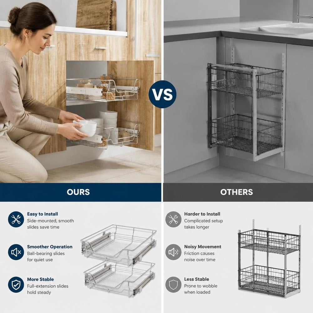 Built-in Drawer Basket Pull-out 2 Pcs. Silver 500 Mm