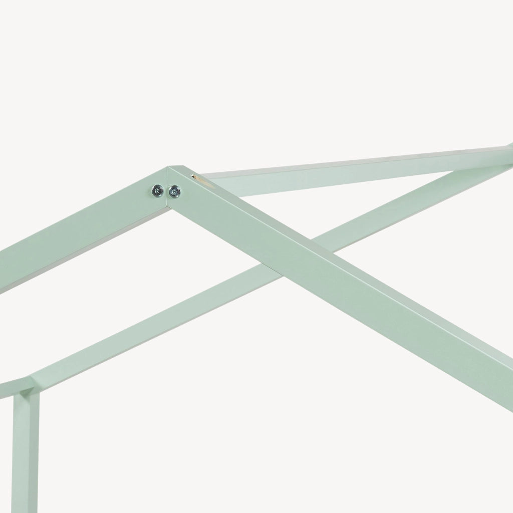Letto per Cameretta Treviolo a Forma di Casetta in Stile Montessori con Materasso 140x200 cm - Menta Verde/Bianco [en.casa]