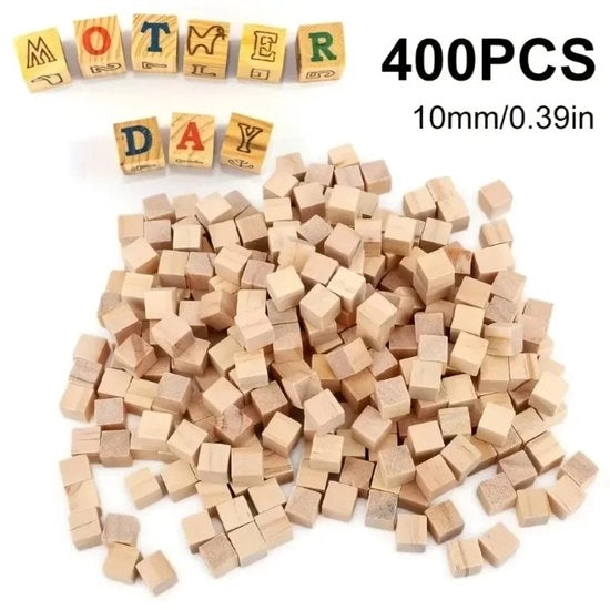 400 Pezzi di Piccoli Cubi in Legno di 1x1 cm – Blocchi di Legno Naturale per Progetti di Fai da Te, Decorazione e Educazione