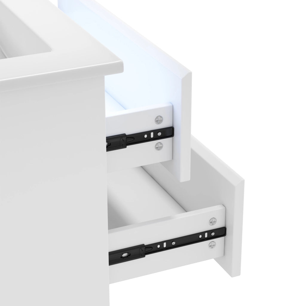 Desviae Mobile sottolavabo sospeso con lavabo in ceramica LED con sensore radar 2 cassetti MDF bianco 61 × 46 × 45 cm