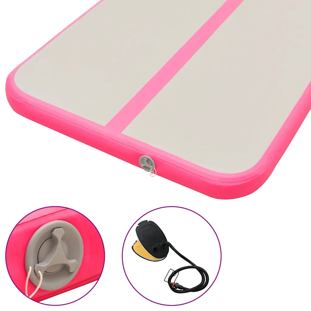 Tappetino Ginnastica Gonfiabile con Pompa 400x100x10cm PVC Rosa CFW5246077