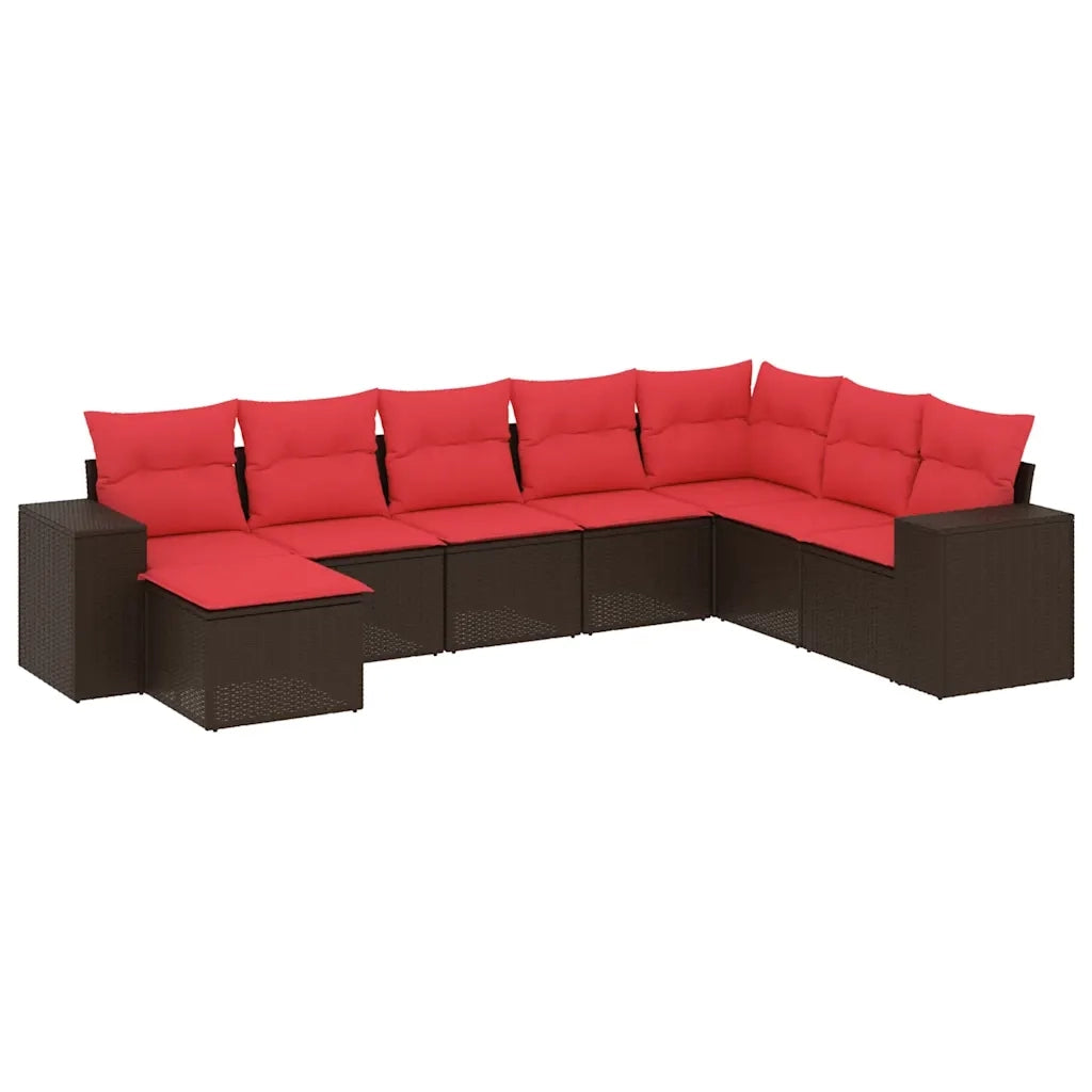 Set Divani da Giardino 8 pz con Cuscini Marrone in Polyrattan 3222963