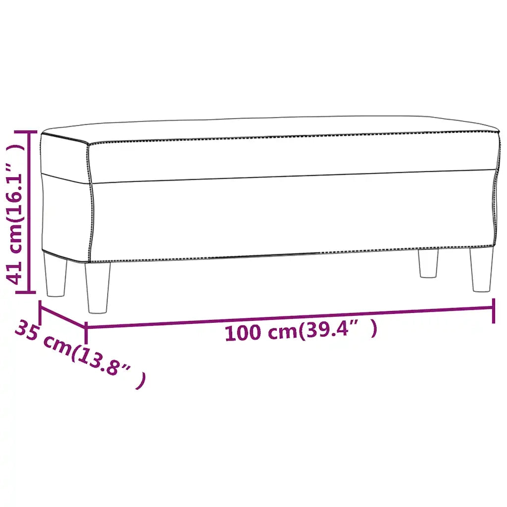 Panca-Sgabello-Poggiapiedi crema 100x35x41 cm in Velluto