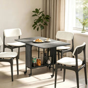 Tavolo da Pranzo Pieghevole con Ruote e Ripiano, Allungabile 130x80x74 cm, Grigio