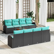 Set Divano da Giardino 9 pcs Nero e Turchese polyrattan 3356226