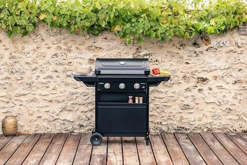 Campingaz 2181054 1 Series Compact Barbecue Carrello Gas 3 Fuochi 7500 W con Griglia e Termometro colore Nero