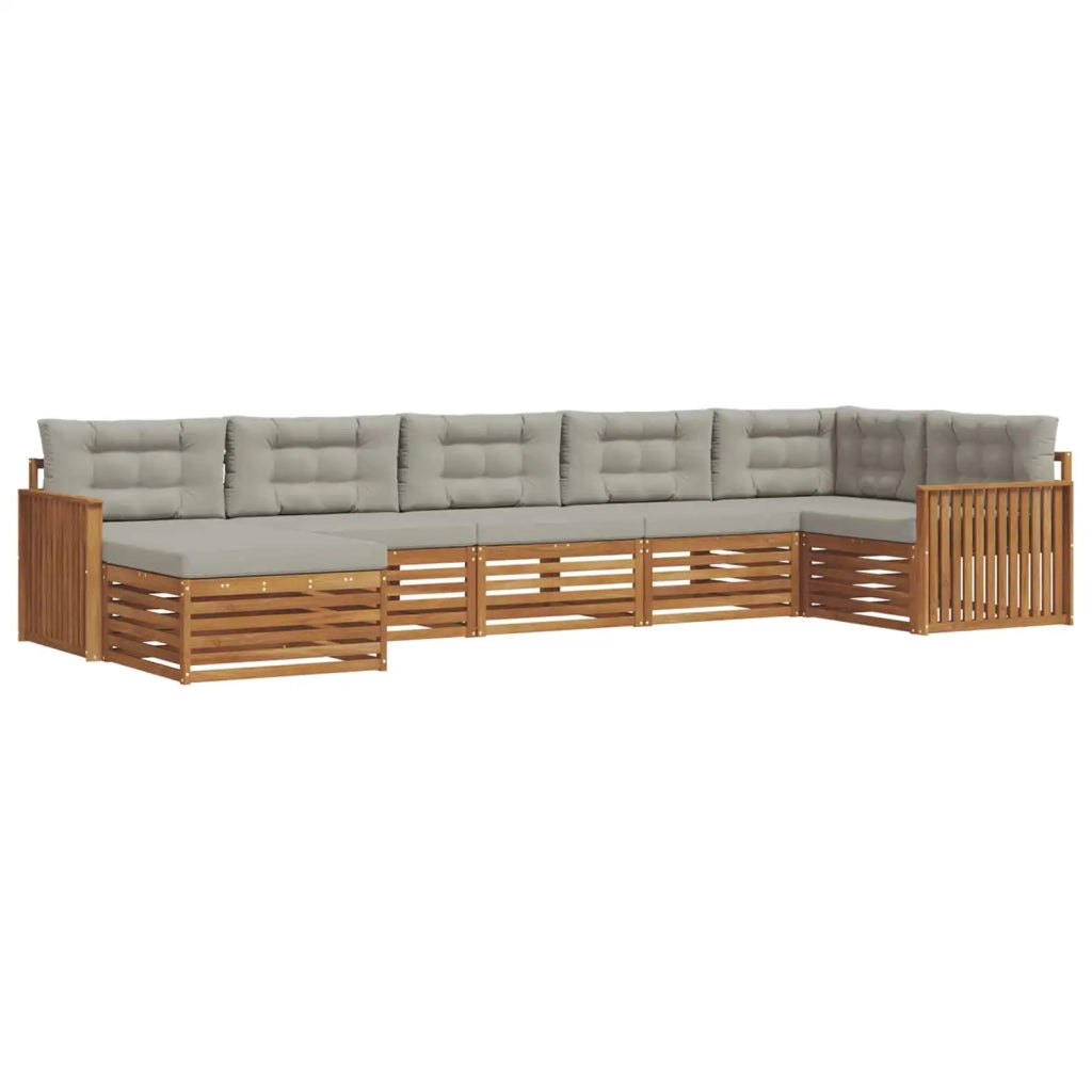 Set divani con cuscino 7 pcs Grigio Naturale e Chiaro 3373816
