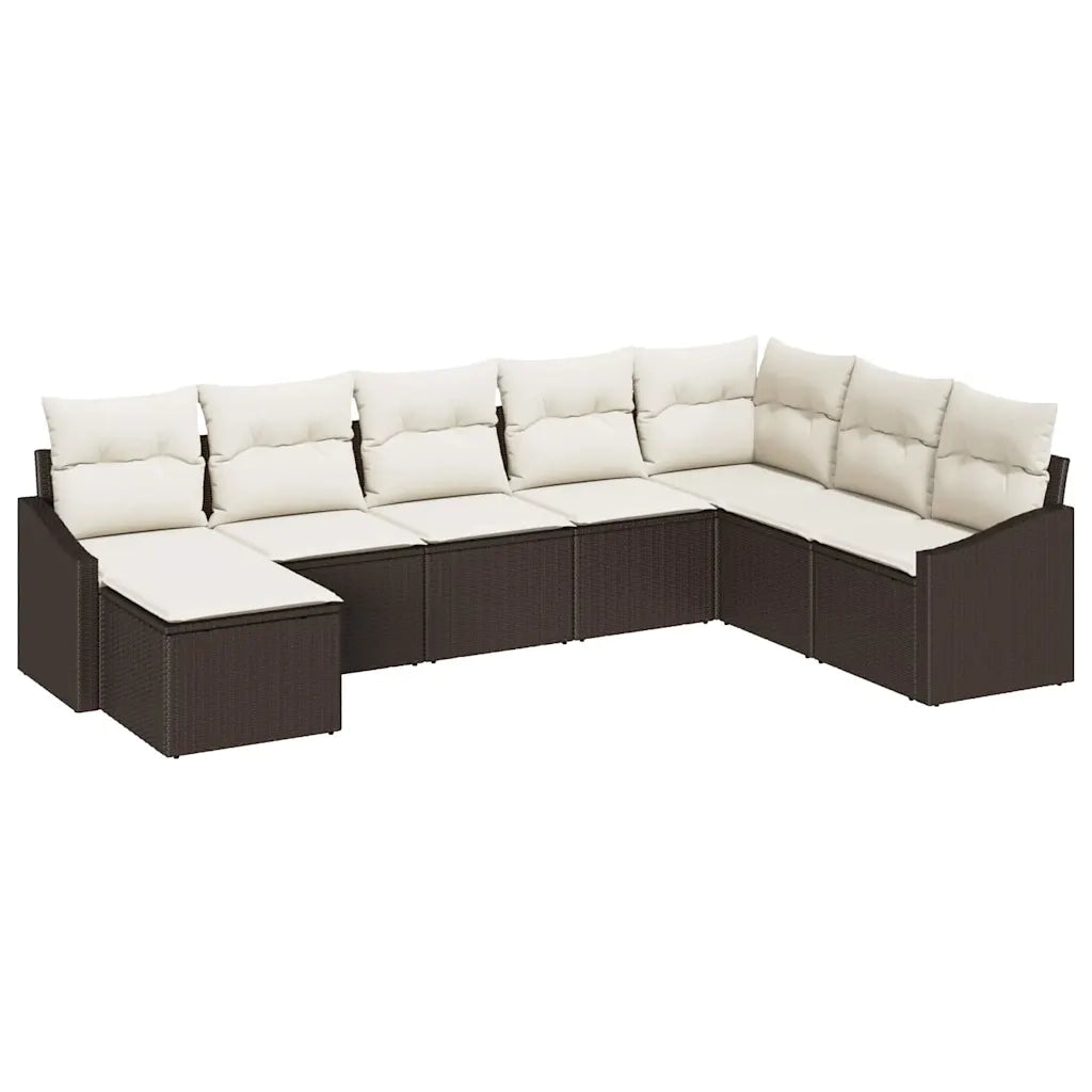 Set Divano da Giardino 8 pcs Marrone e Crema polyrattan