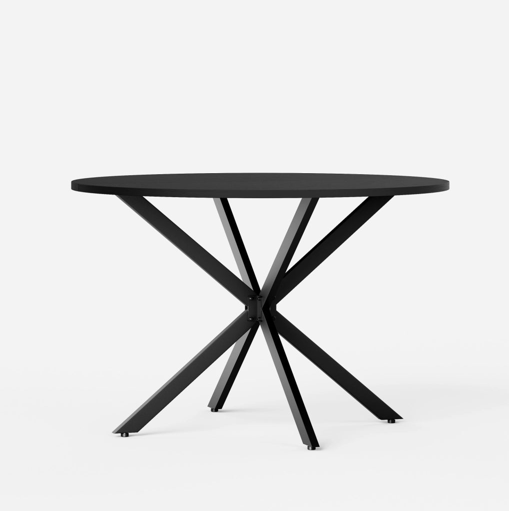 Tavolo rotondo 120 cm con gambe a X in acciaio nero per cucina, sala da pranzo o home office
