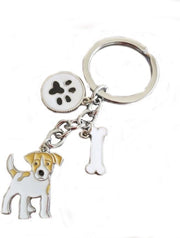 Sleutelhanger metallico con tema Jack Russell per tas 10cm