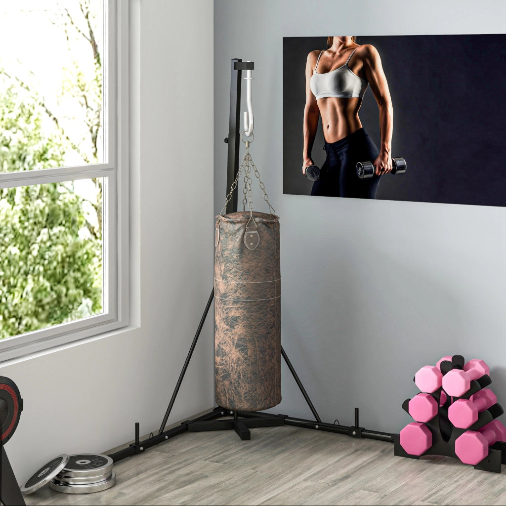 Boxsackständer, Boxsackhalterung, höhenverstellbar, freistehend, klappbar, Stahl, 170 x 90 x 225 cm, schwarz