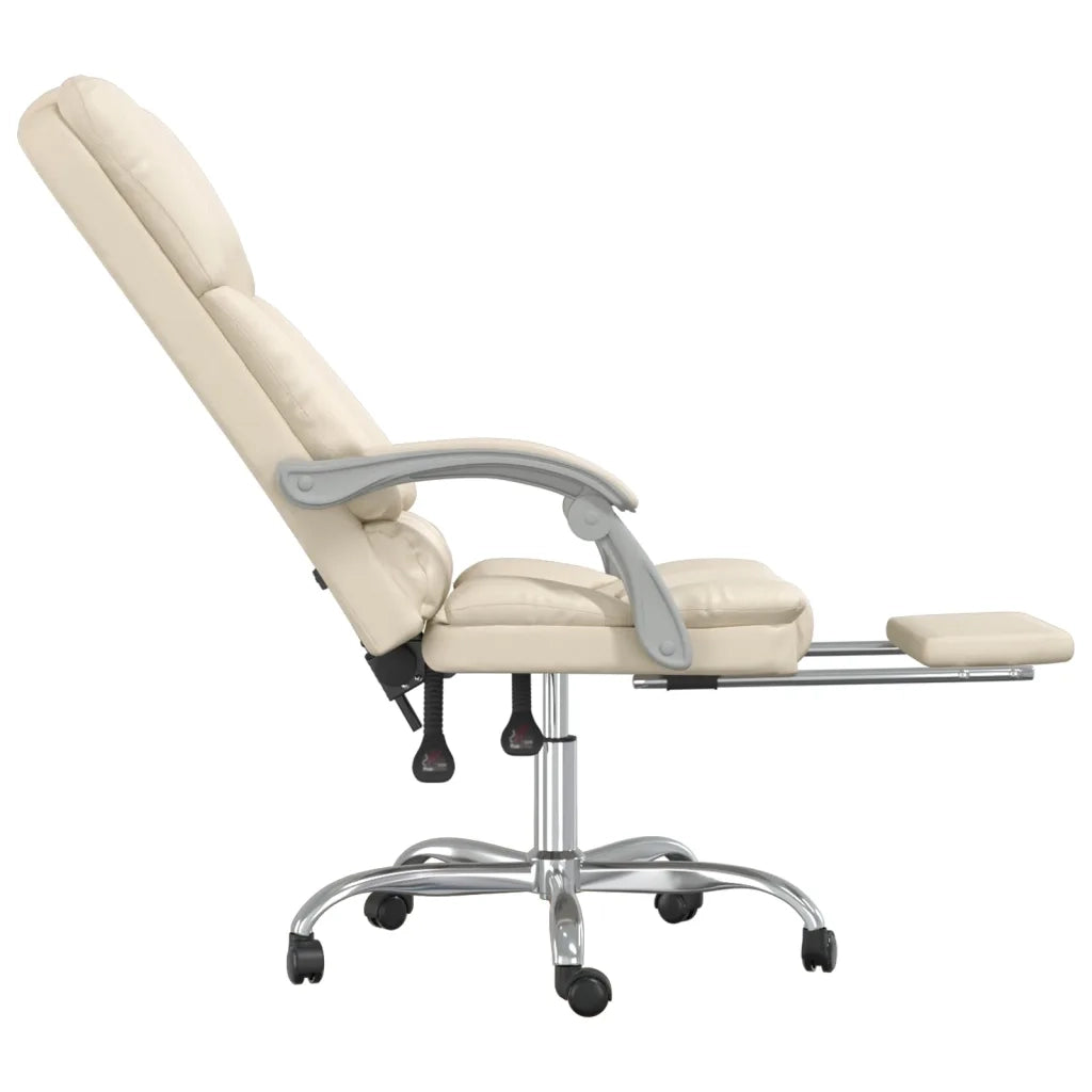 Poltrona da Ufficio Massaggiante | Sedia Relax Reclinabile Crema Similpelle
