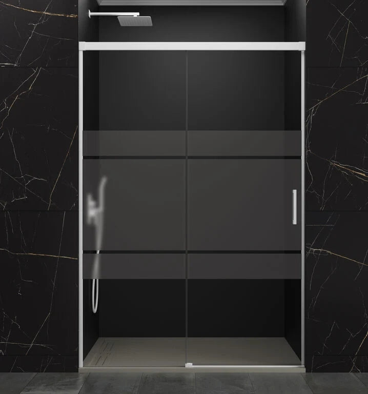 Box doccia frontale BASIC 1 fisso + 1 scorrevole 175-180 cm (66-71) bianco opaco vetro frost