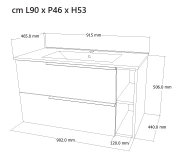 Base sospesa con cassetti cm 90 mod. LOFT - Noce Scuro