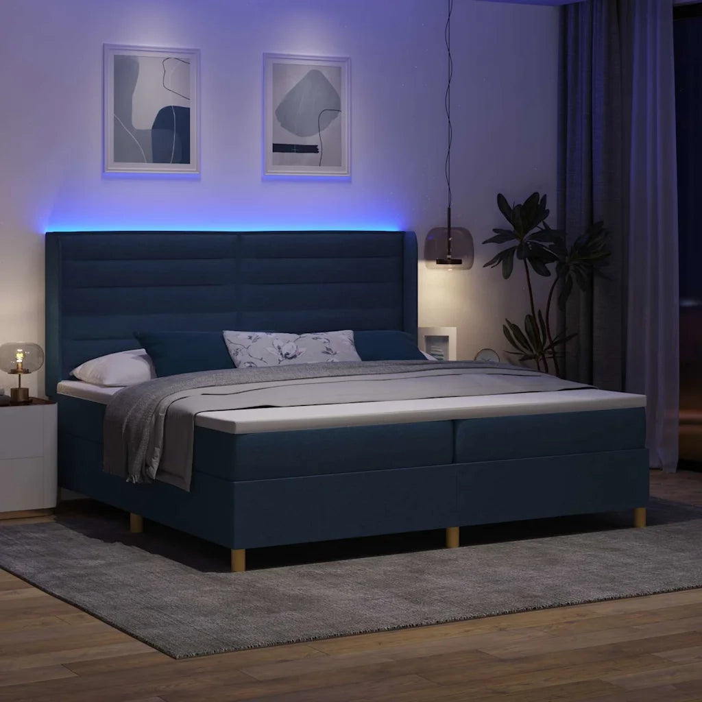 Letto a molle con materasso Blu 140 x 200 cm Tessuto