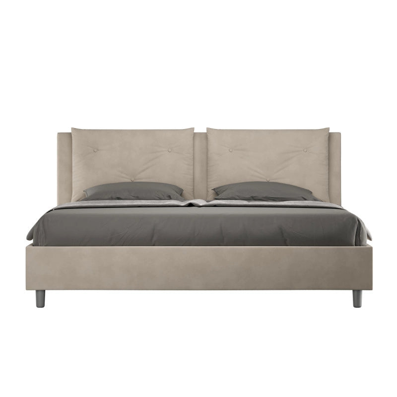 Letto imbottito Matrimoniale 170x210 cm Appia - Senza rete,Microfibra,Sabbia