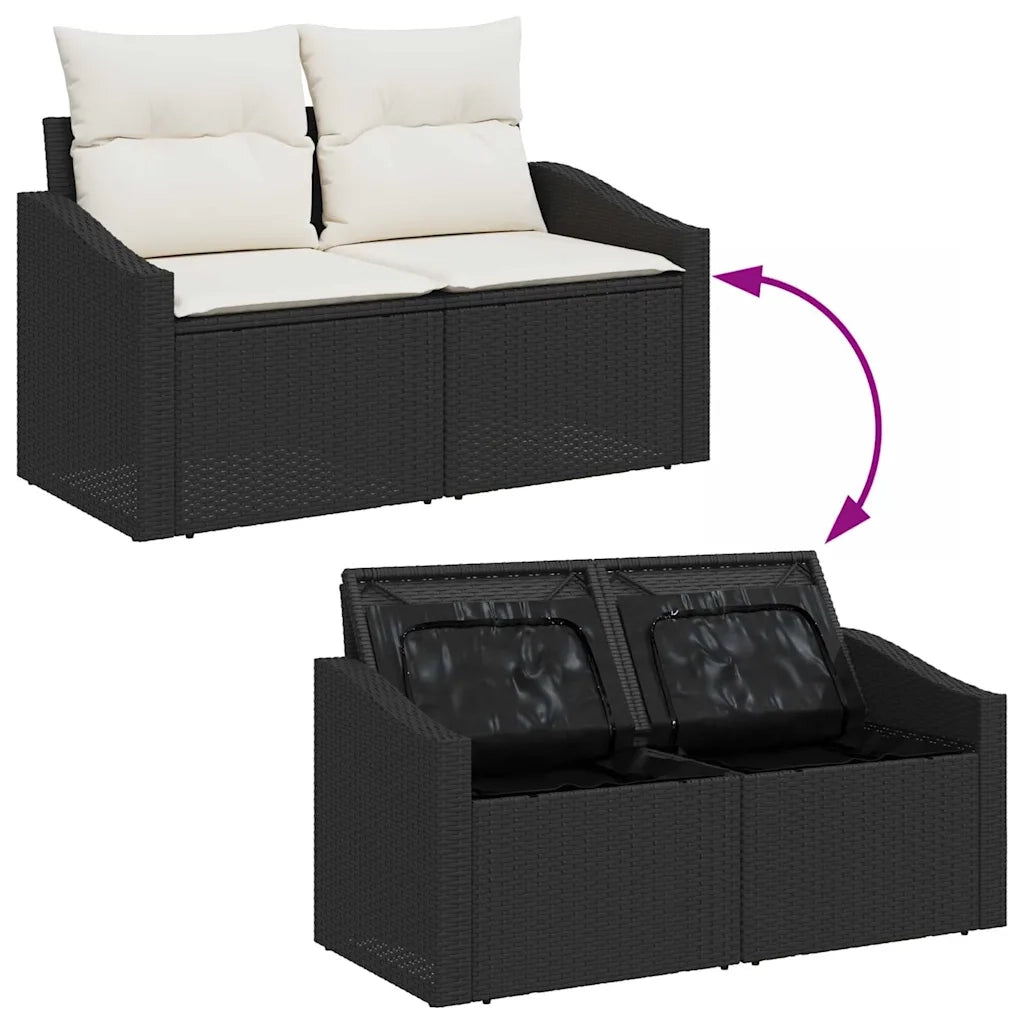 Set di divani con cuscino 5 pcs Nero e Crema polyrattan 3355256