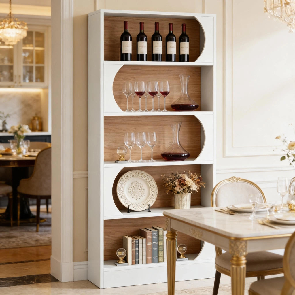 LIBRERIA a 5 ripiani in MDF bianco, freestanding