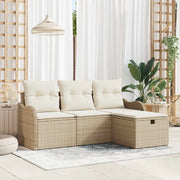 Set Divano da Giardino con cuscino 4 pcs Poly Rattan