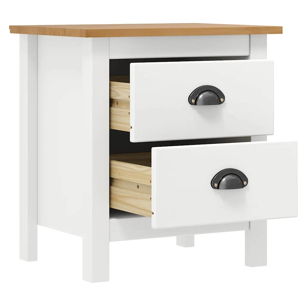 Comodini Hill Bianchi 2 pz 46x35x49,5 cm Legno Massello di Pino 288910