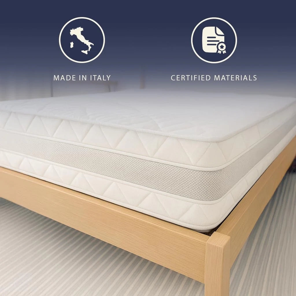 Materasso 140x200 matrimoniale ergonomico e traspirante 20 cm | Comfort naturale e design scandi ad alta rigidità | The White Stone