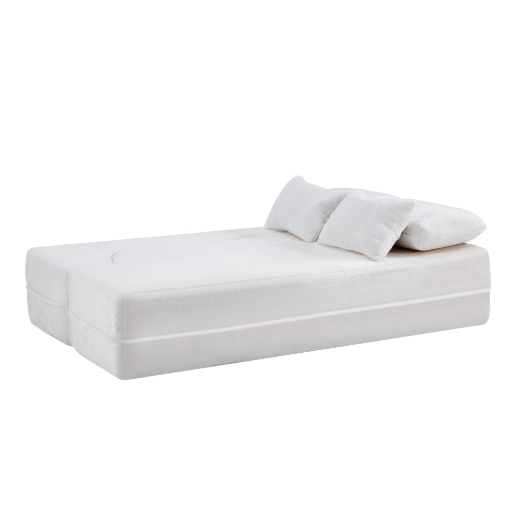 Futon pieghevole modulare in schiuma e molle; bianco