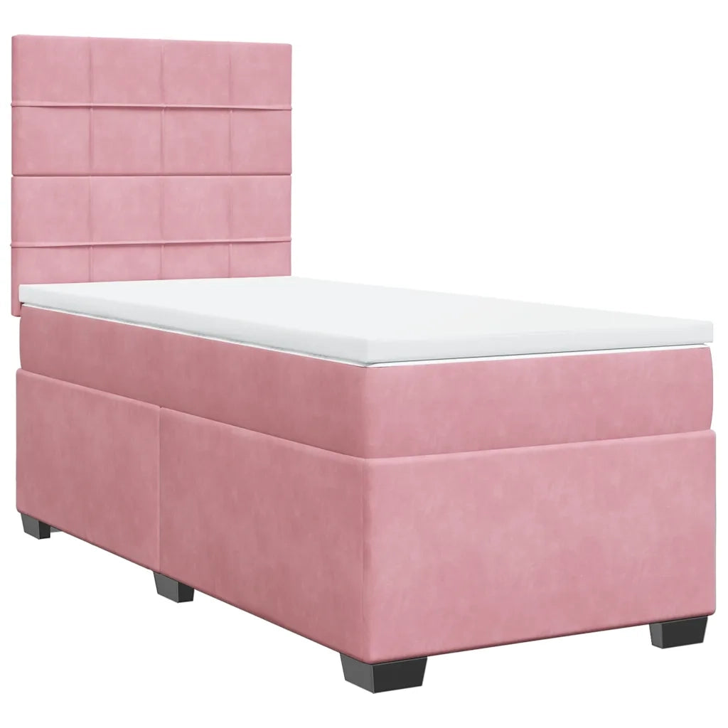 Giroletto a Molle con Materasso Rosa 80x200 cm in Velluto