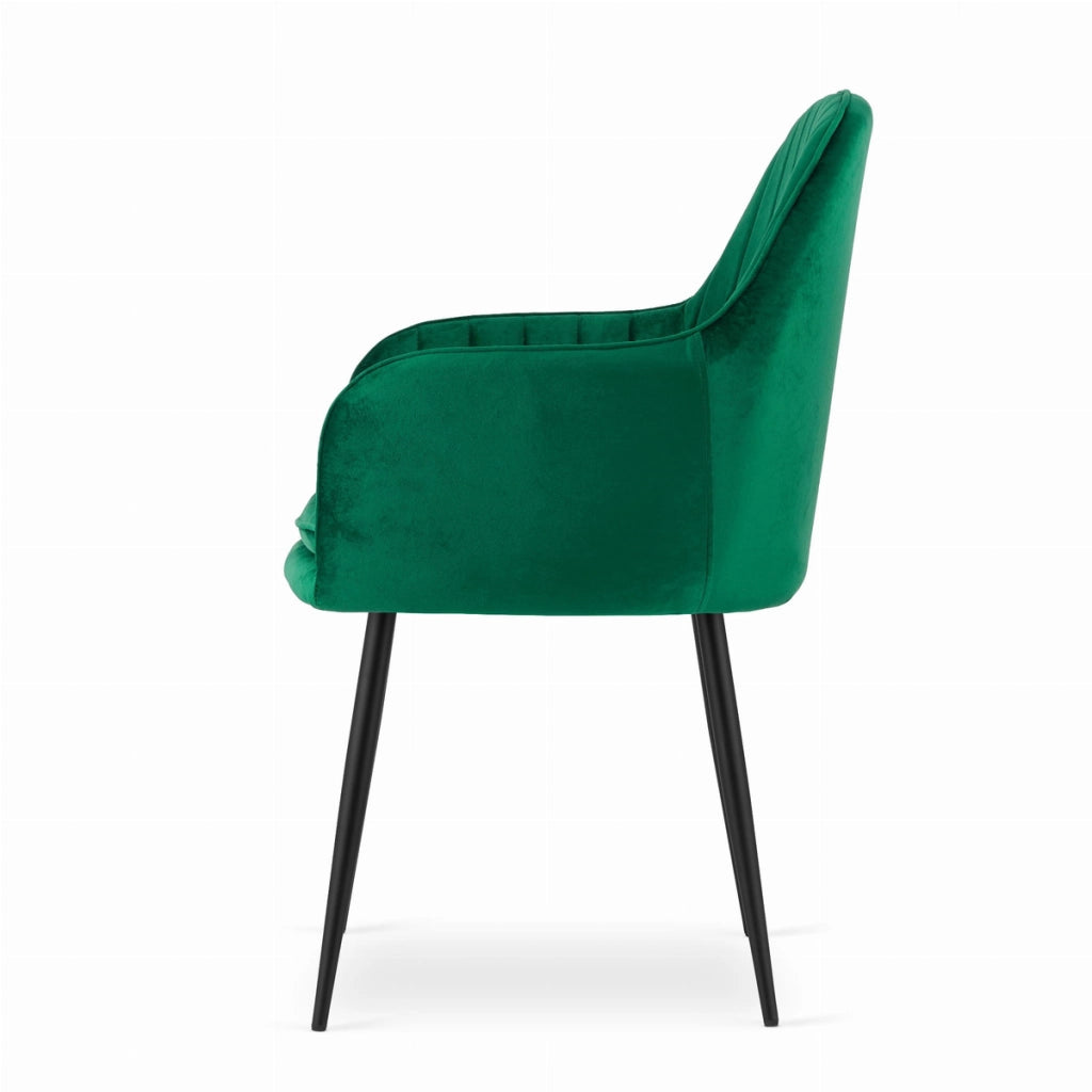 Set di 2 poltroncine Lugo in velluto verde con gambe nere