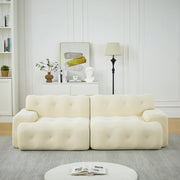 Divano 2 Posti Cloud con Braccioli Larghi ¨C MINIMAL ¨C Beige, Velluto, Chesterfield
