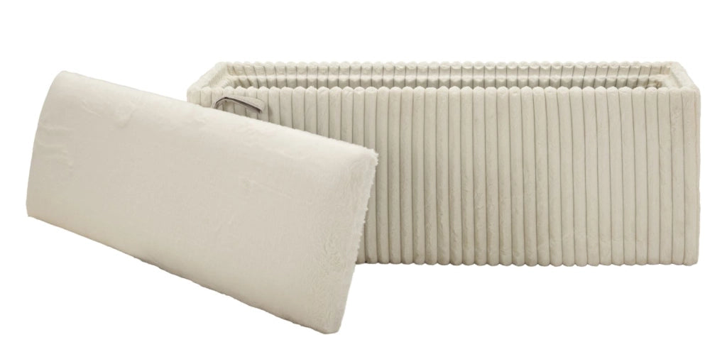Panca con Contenitore Goteborg 113x41x44 cm in MDF e Spugna e Poliestere Bianco