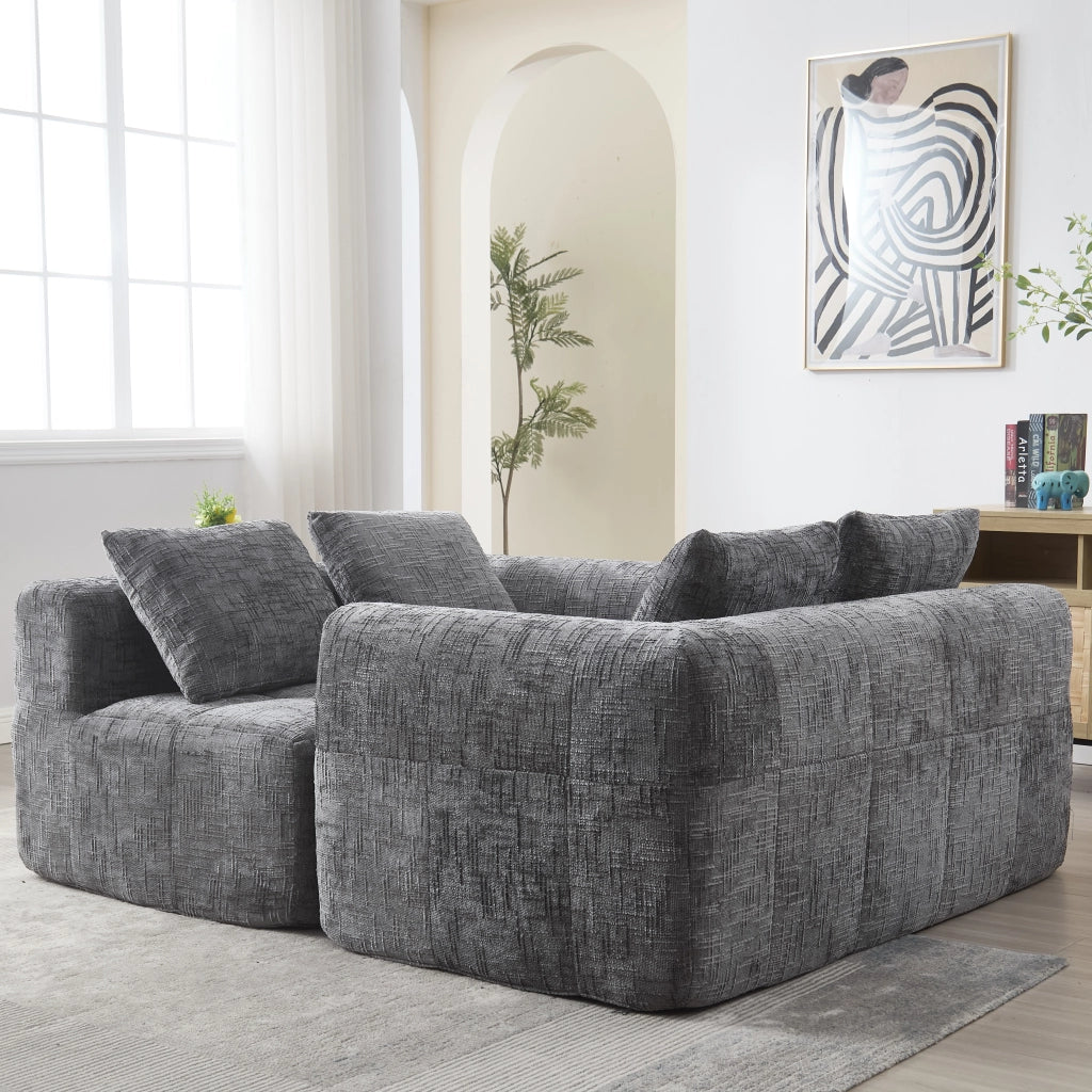 Divano comodo per 2 persone - Zephmum - Cuscino incluso tasche laterali grigio