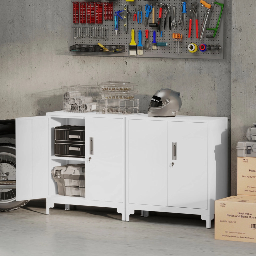 Scrivania con Ante e Ripiani ¨C Minimal ¨C Bianco 80x35x91