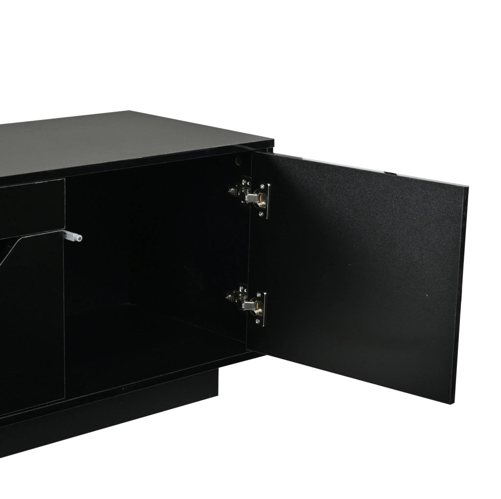 Mobile TV 180x40x45 cm con LED controllabile via app, 2 cassetti, in truciolare nero