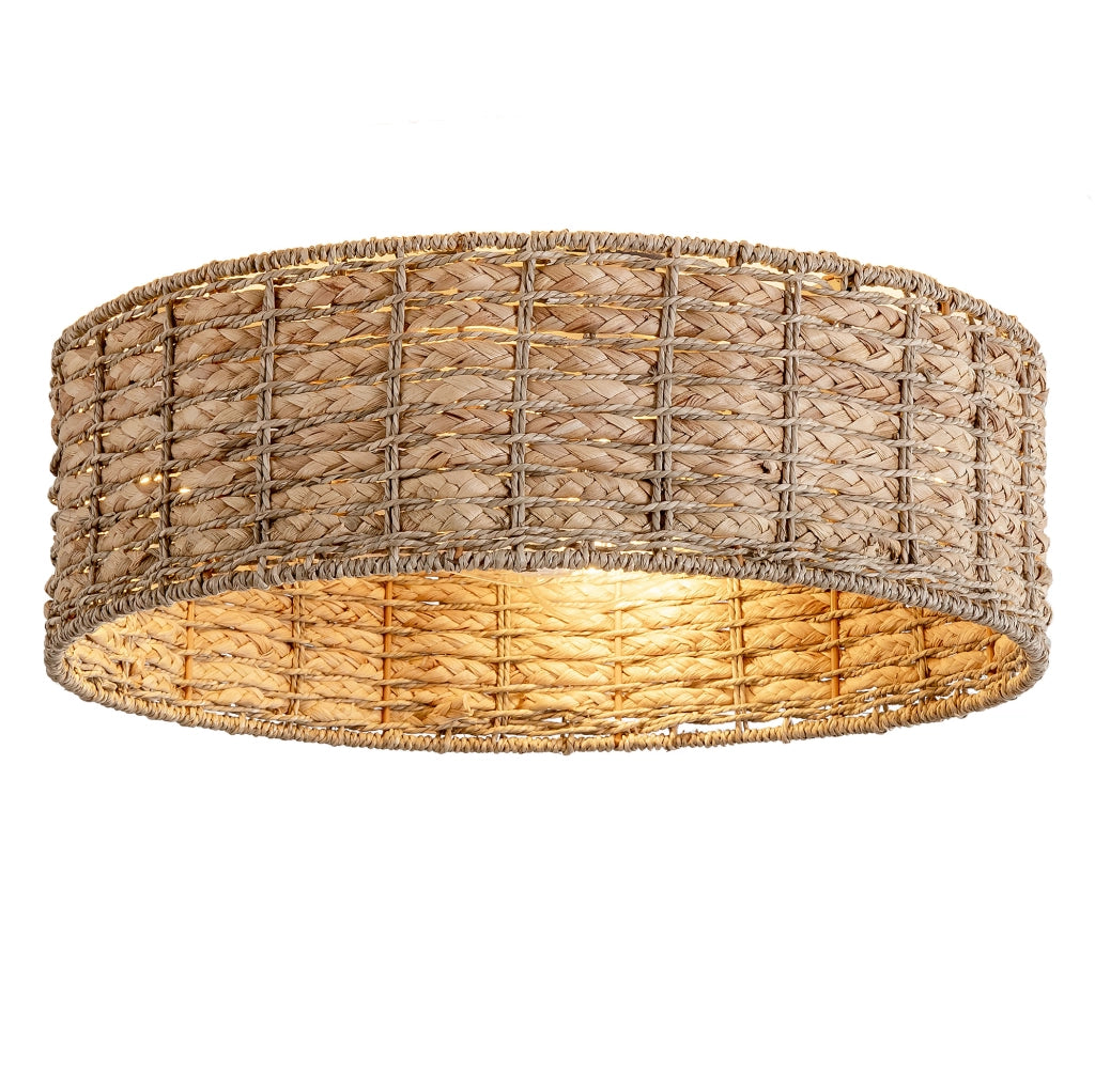 Ventilatore da soffitto 19 pollici in rattan naturale con luce, controllo doppio tramite app e telecomando, 6 velocità reversibili, pale in ABS silenziose