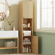 Colonna da bagno 40 x 31 x 182 cm in legno color rovere con ripiani regolabili