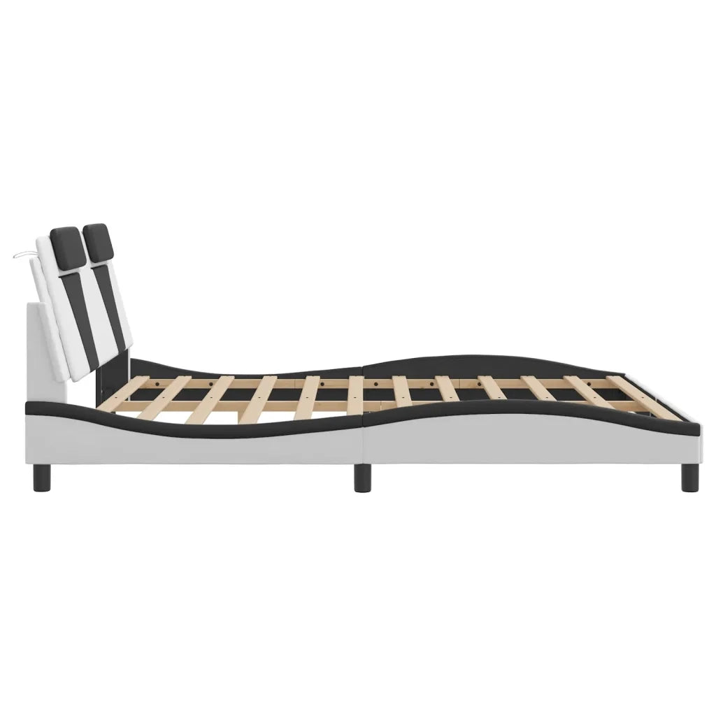 Giroletto Viana con LED senza Materasso-Struttura Letto Bianco e Nero 180x200 cm
